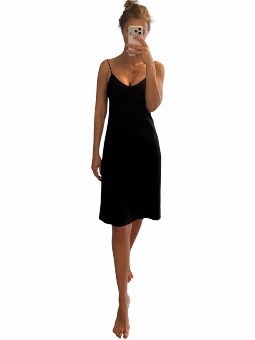Vintage Jill Stuart black rayon slip dress size S